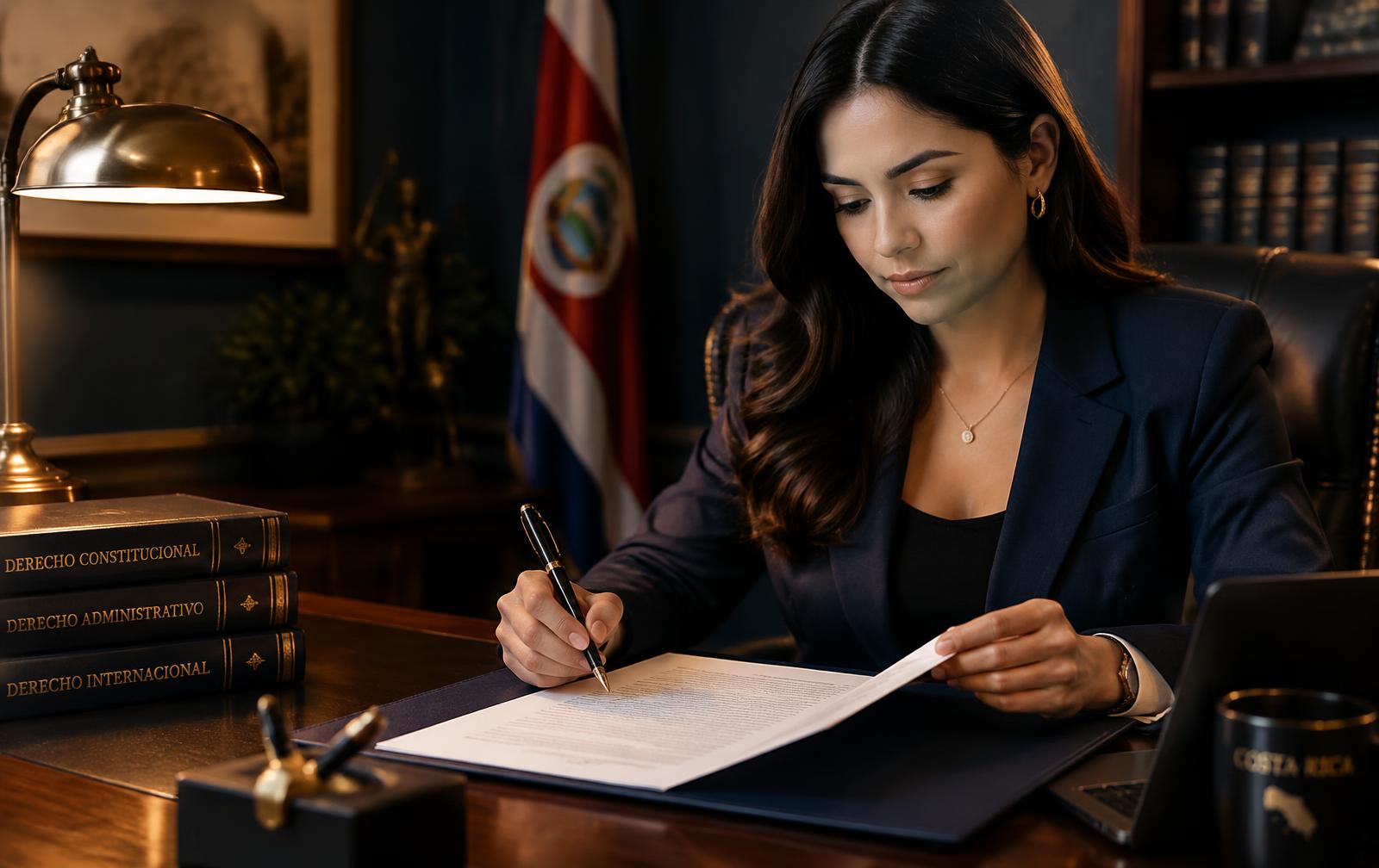 Costa Rican attorney reviewing a contract